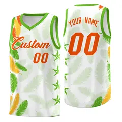 White Orange Feather Series Graffiti Pattern Basketball Jersey 1