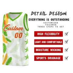 White Orange Feather Series Graffiti Pattern Basketball Jersey 2
