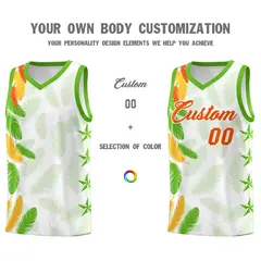 White Orange Feather Series Graffiti Pattern Basketball Jersey 3