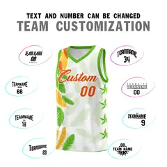 White Orange Feather Series Graffiti Pattern Basketball Jersey 4