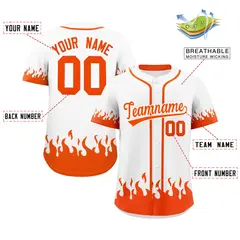 White Orange Flame Graffiti Authentic Baseball Jersey 2