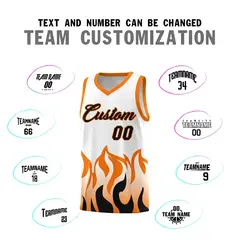 White Orange Flame Pattern Sports Basketball Jersey 4