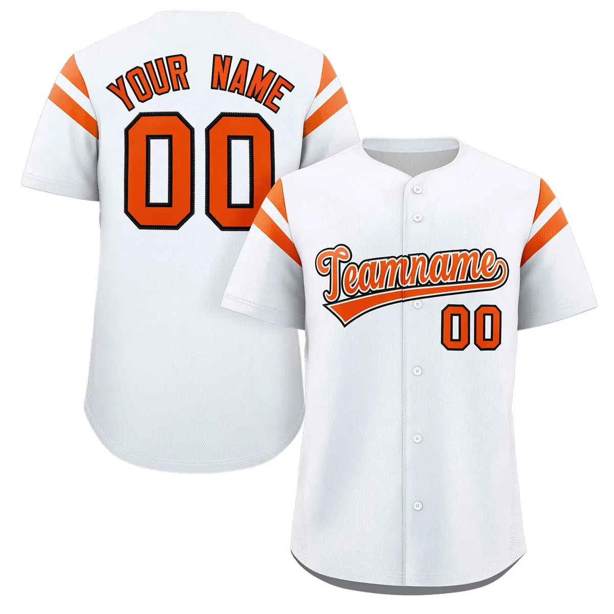 White Orange Full Button Classic Authentic Baseball Jersey