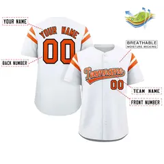 White Orange Full Button Classic Authentic Baseball Jersey 2