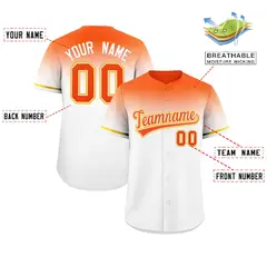 White Orange Gradient Authentic Baseball Jersey 2