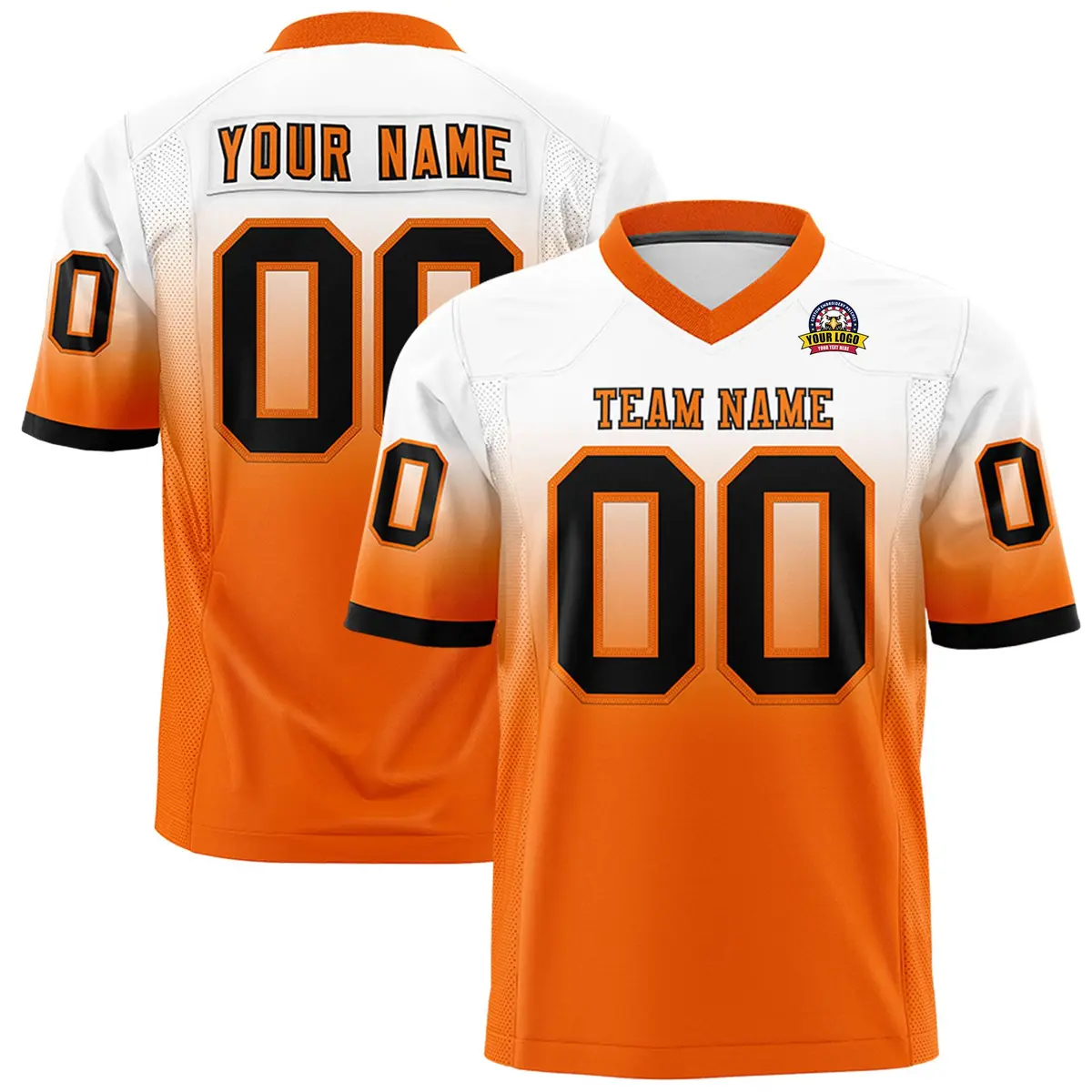 White Orange Gradient Fashion Authentic Football Jersey