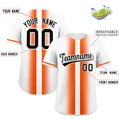 White Orange Gradient Lapel Baseball Jersey 2