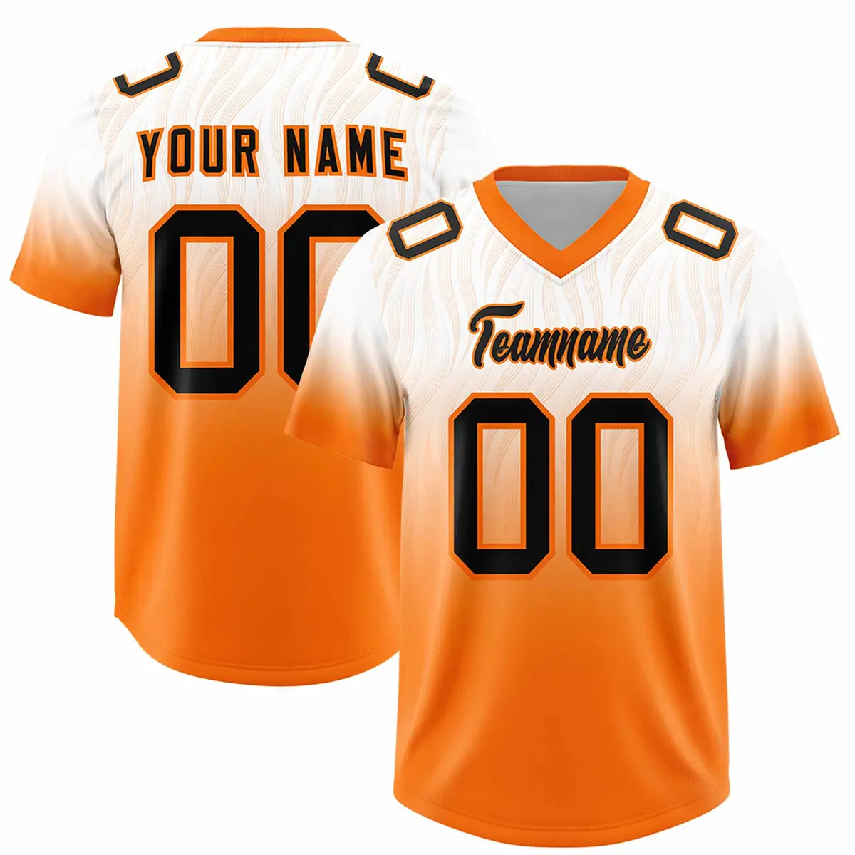 White Orange Gradient Outdoor Football Jersey
