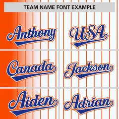 White Orange Gradient Pinstripe Full-Snap Letterman Jacket 3