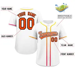 White Orange Gradient Ribbed Authentic Baseball Jersey 2