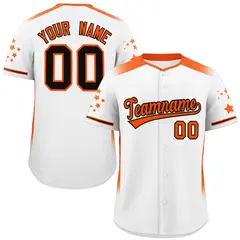 White Orange Gradient Side Star Pattern Baseball Jersey