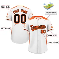 White Orange Gradient Side Star Pattern Baseball Jersey 2