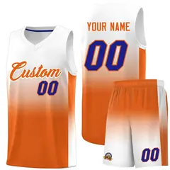 White Orange Gradient Sports Basketball Jersey 1