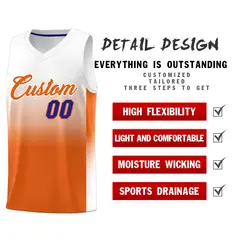 White Orange Gradient Sports Basketball Jersey 2