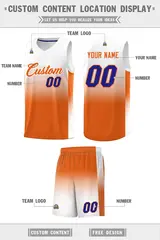 White Orange Gradient Sports Basketball Jersey 5