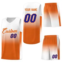 White Orange Gradient Sports Basketball Jersey 7