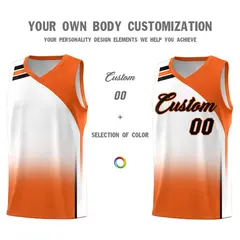 White Orange Gradient Sports Basketball Jersey 3
