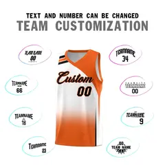 White Orange Gradient Sports Basketball Jersey 4
