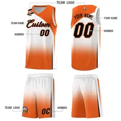 White Orange Gradient Sports Basketball Jersey 5