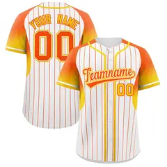 White Orange Gradient Stripe Fashion Sleeves Baseball Jersey