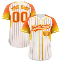 White Orange Gradient Stripe Fashion Sleeves Baseball Jersey 1