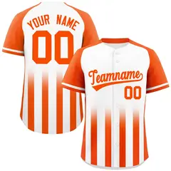 White Orange Gradient Thick Stripe Raglan Baseball Jersey