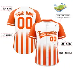 White Orange Gradient Thick Stripe Raglan Baseball Jersey 2