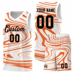 White Orange Graffiti Fluids Basketball Uniform Jersey Sets 1