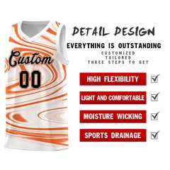 White Orange Graffiti Fluids Basketball Uniform Jersey Sets 2