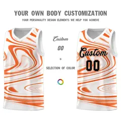 White Orange Graffiti Fluids Basketball Uniform Jersey Sets 3