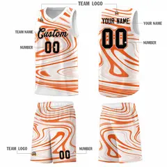 White Orange Graffiti Fluids Basketball Uniform Jersey Sets 5