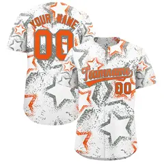 White Orange Graffiti Star Ink Texture Baseball Jersey