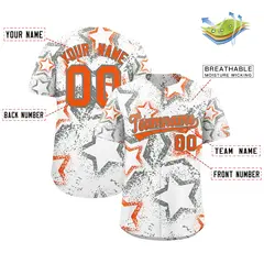 White Orange Graffiti Star Ink Texture Baseball Jersey 2