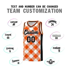 White Orange-Gray Grid Basketball Kits For Team 4