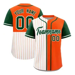 White Orange Green Pinstripe Raglan Baseball Jersey 12