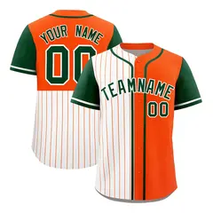 White Orange Green Pinstripe Raglan Baseball Jersey 18
