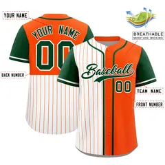 White Orange Green Pinstripe Raglan Baseball Jersey 7