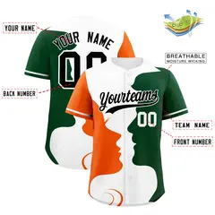 White Orange Green Valentine's Day Couple Silhouettes Baseball Jersey 3