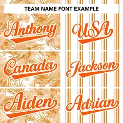 White Orange Hawaii Tropical Flower Stripe Baseball Jersey 3