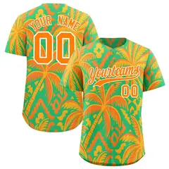 White Orange Hawaiian Graffiti Palm Tree Baseball Jersey