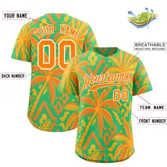 White Orange Hawaiian Graffiti Palm Tree Baseball Jersey 2