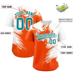 White Orange Ink Pattern Baseball Jersey 2