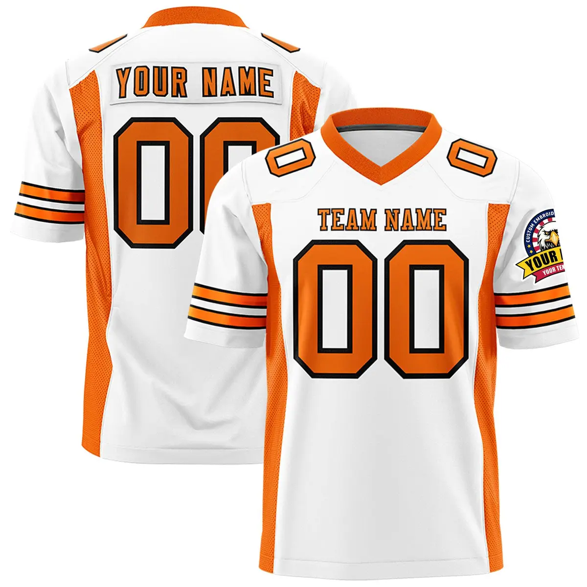 White Orange Insert Color Design Authentic Football Jersey