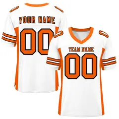White Orange Insert Color Design Mesh Football Jersey