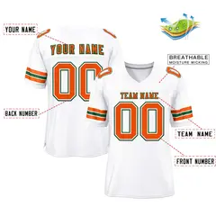 White Orange-Kelly Green Classic Style Football Jersey 2