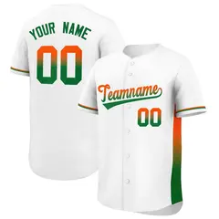 White Orange Kelly Green Gradient Side Baseball Jersey 1