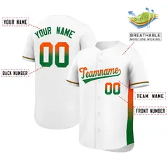 White Orange Kelly Green Gradient Side Baseball Jersey 2