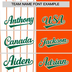 White Orange Kelly Green Pinstripe Raglan Baseball Jersey 3