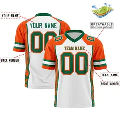 White Orange-Kelly Green Raglan Side Pattern Football Jersey 2