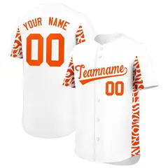 White Orange Leopard Graffiti Side Design Baseball Jersey 1